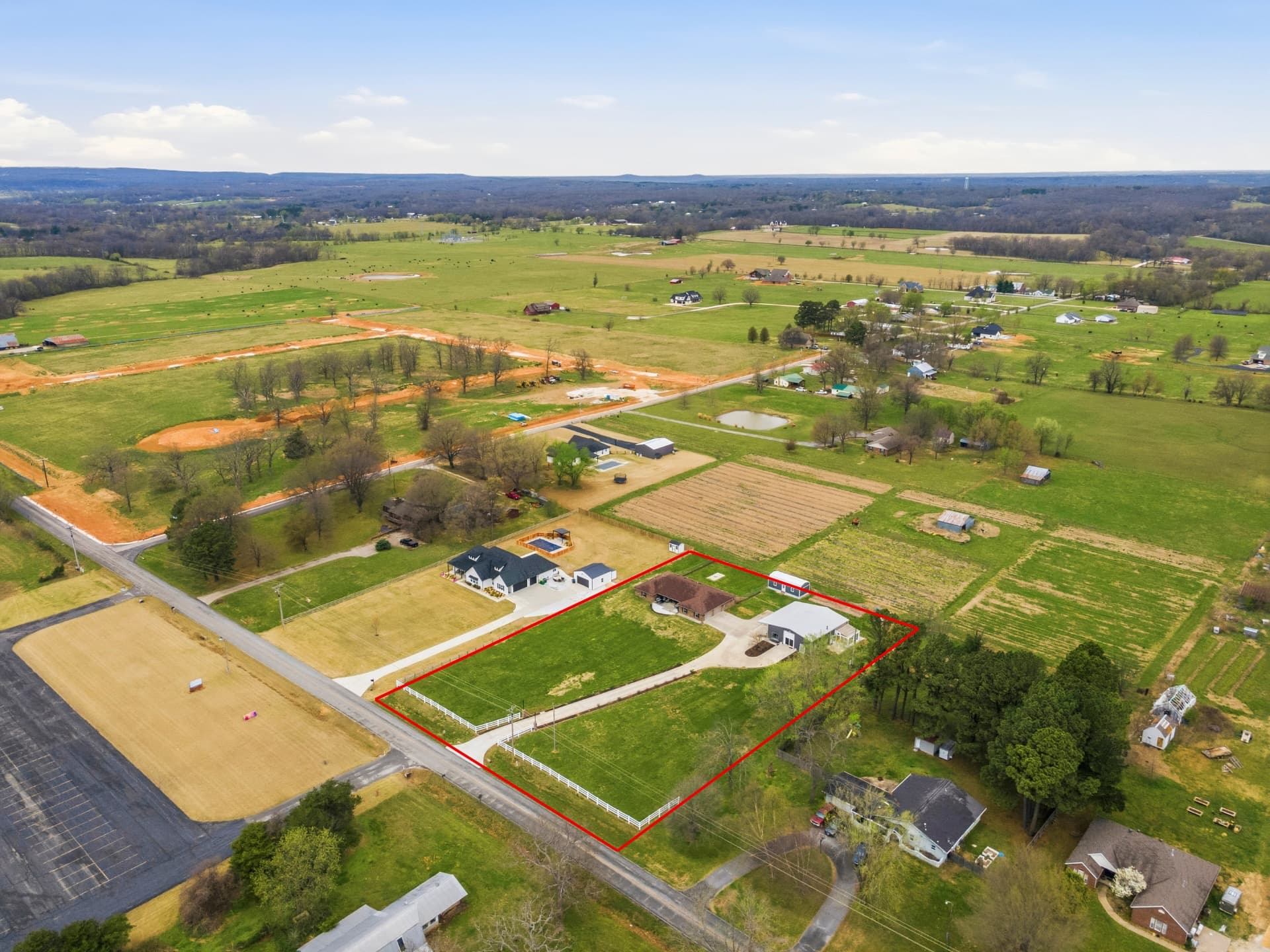Aerial view of full property with property lines