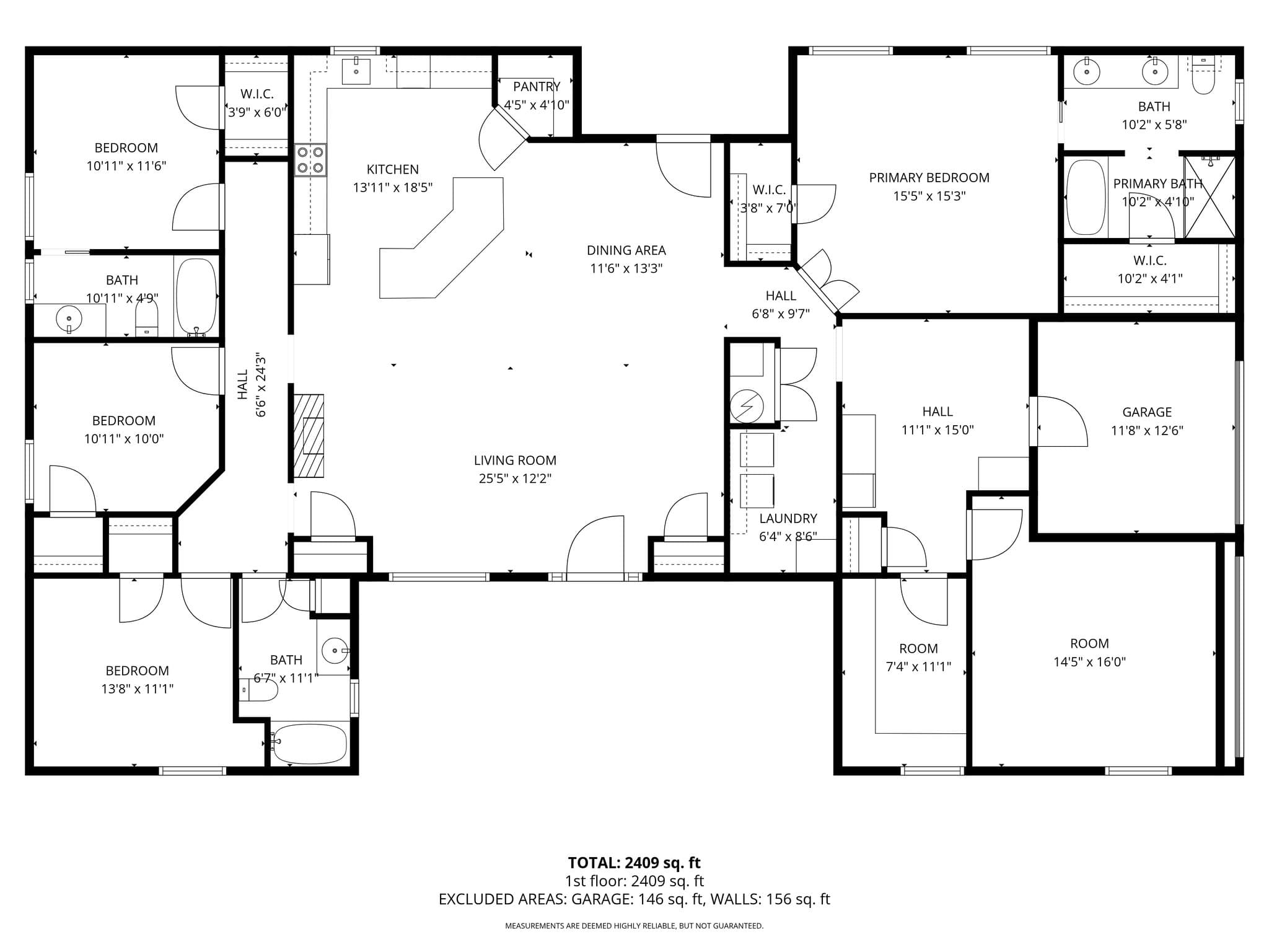Main home floor plan - 2,409 sq ft